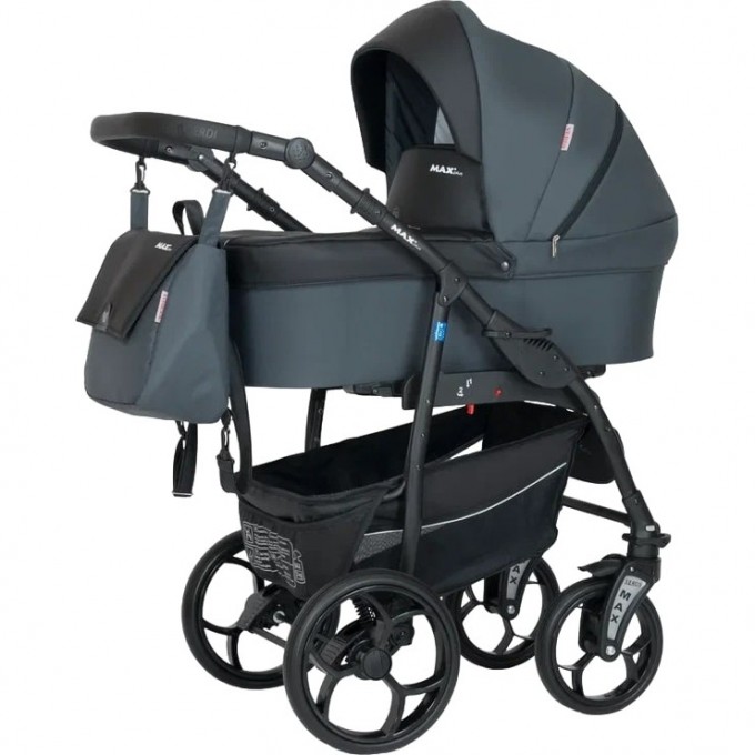 Коляска VERDI Babies Max Plus 3 в 1, серая с черной вставкой 2020000003083 Коляска VERDI Babies Max Plus 3 в 1, серая с черной вставкой 2020000003083