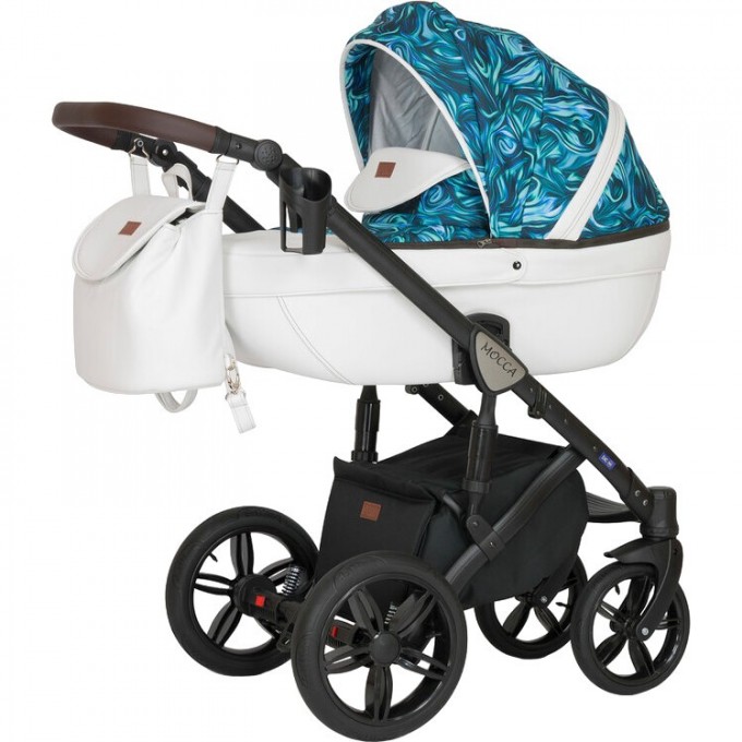 Коляска VERDI Babies Mocca 3 в 1, белый с синими волнами 2020000002192 Коляска VERDI Babies Mocca 3 в 1, белый с синими волнами 2020000002192