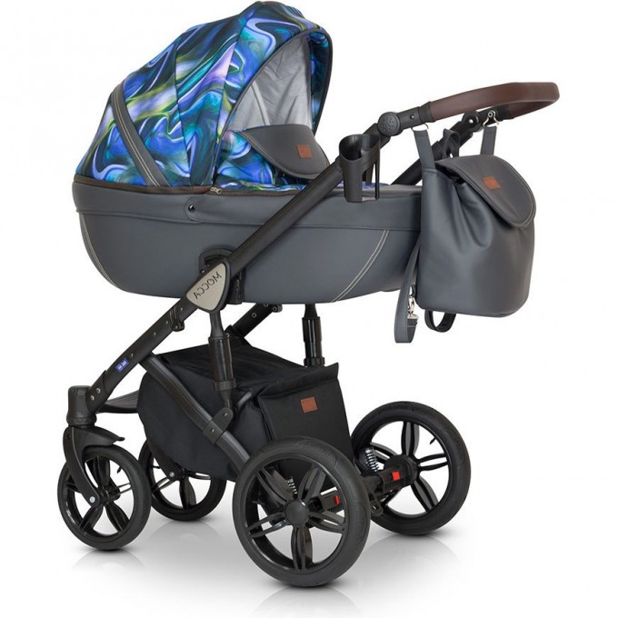 Коляска VERDI Babies Mocca 3 в 1, серый с синими разводами 2020000002185 Коляска VERDI Babies Mocca 3 в 1, серый с синими разводами 2020000002185