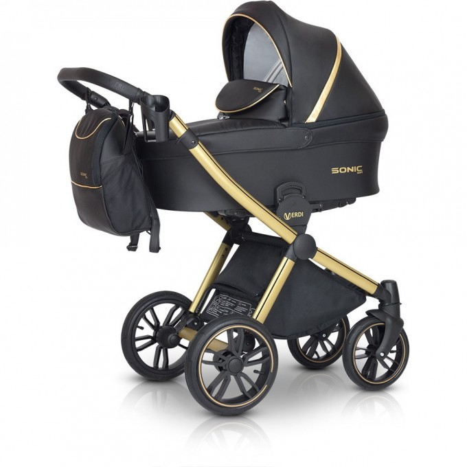 Коляска VERDI Babies Sonic Plus 3 в 1, цвет Soft 7 Черный с золотом 2020000004318 Коляска VERDI Babies Sonic Plus 3 в 1, цвет Soft 7 Черный с золотом 2020000004318