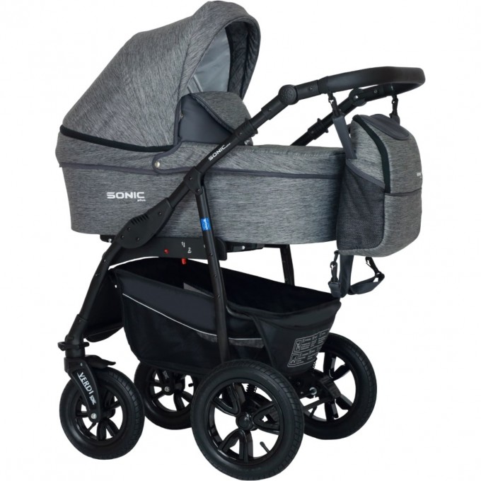 Коляска VERDI Babies Sonic Plus 3 в 1, серая текстура льна 2020000002338 Коляска VERDI Babies Sonic Plus 3 в 1, серая текстура льна 2020000002338