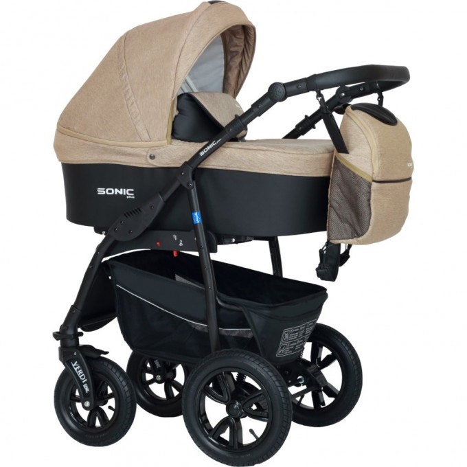 Коляска VERDI Babies Sonic Plus 3 в 1, верх бежевая текстура льна, низ черный 2020000002260 Коляска VERDI Babies Sonic Plus 3 в 1, верх бежевая текстура льна, низ черный 2020000002260