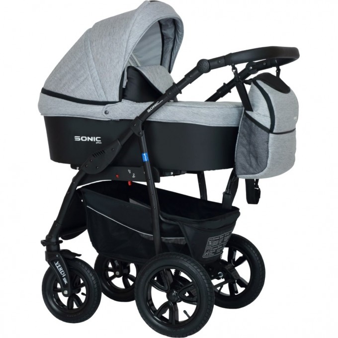Коляска VERDI Babies Sonic Plus 3 в 1, верх светло серая текстура льна, низ черный 2020000002277 Коляска VERDI Babies Sonic Plus 3 в 1, верх светло серая текстура льна, низ черный 2020000002277