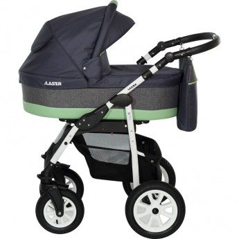 Коляска VERDI Laser 3 в 1, темно-синий с серым и салатовой полосой Коляска VERDI Laser 3 в 1, темно-синий с серым и салатовой полосой
