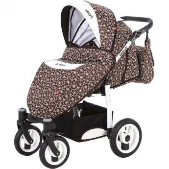 Коляска VERDI Smart 3 в 1, коричневая с белым узором Коляска VERDI Smart 3 в 1, коричневая с белым узором