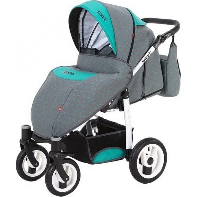 Коляска VERDI Smart 3 в 1, серая с берюзовым узором 2790000027517 Коляска VERDI Smart 3 в 1, серая с берюзовым узором 2790000027517